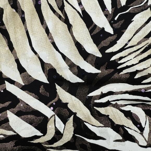 JOSEPH RIBKOFF Gold Metallic Print V-Neck Long Sleeve Blouse Women's Size 2 - Picture 10 of 10